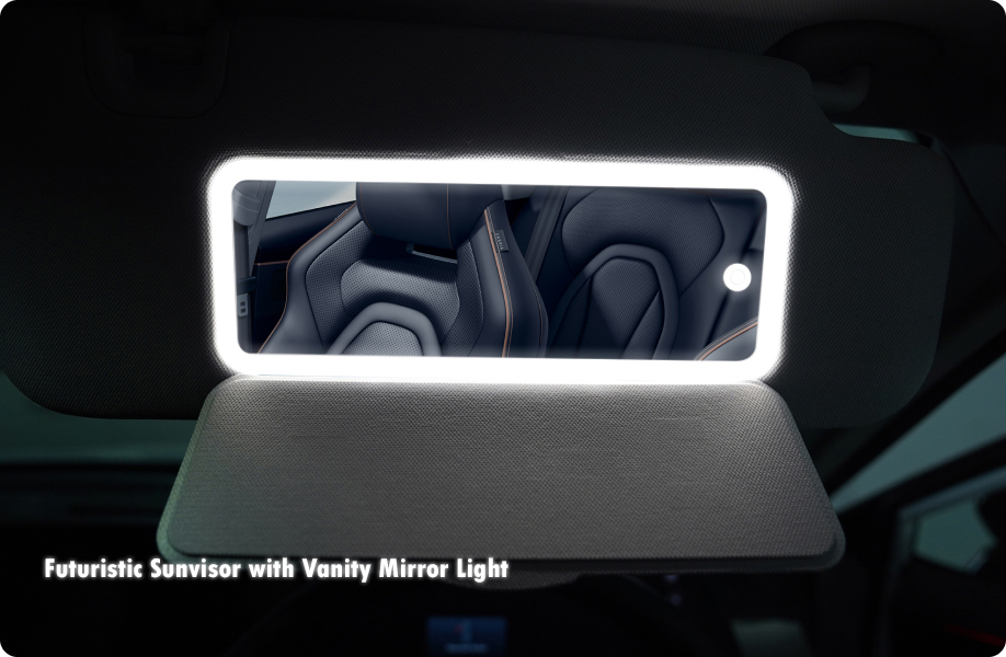 futuristic sunvisor with vanity mirror light